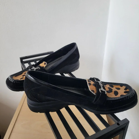 Anne Klein Zerega Black/Brown Leopard Loafers -  Size 9M - Picture 5 of 11